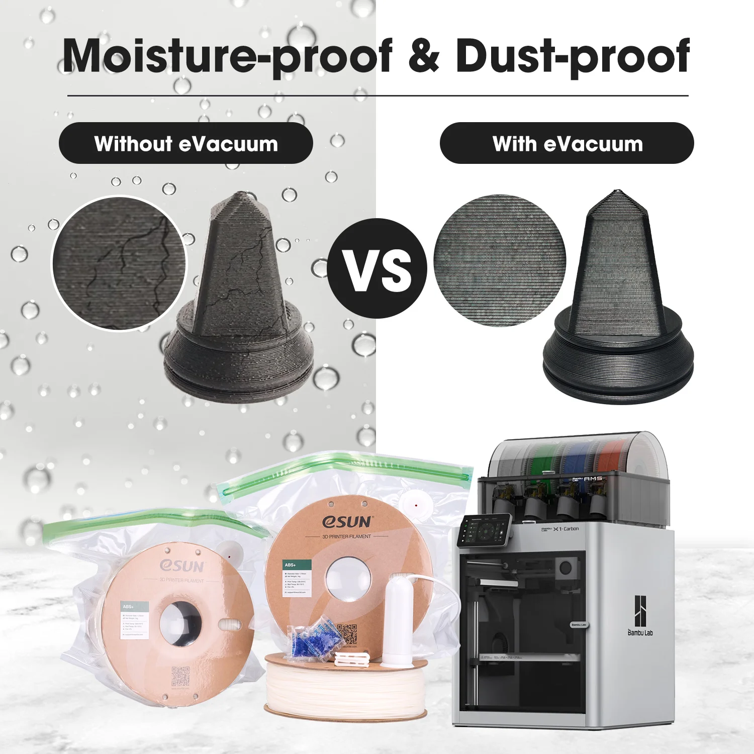 ESUN Storage Bag Kit 3D Printing Silk PLA PETG TPU Filament Sealed Vacuum Keep Dry Avoid Moisture for 3D Printer Spools