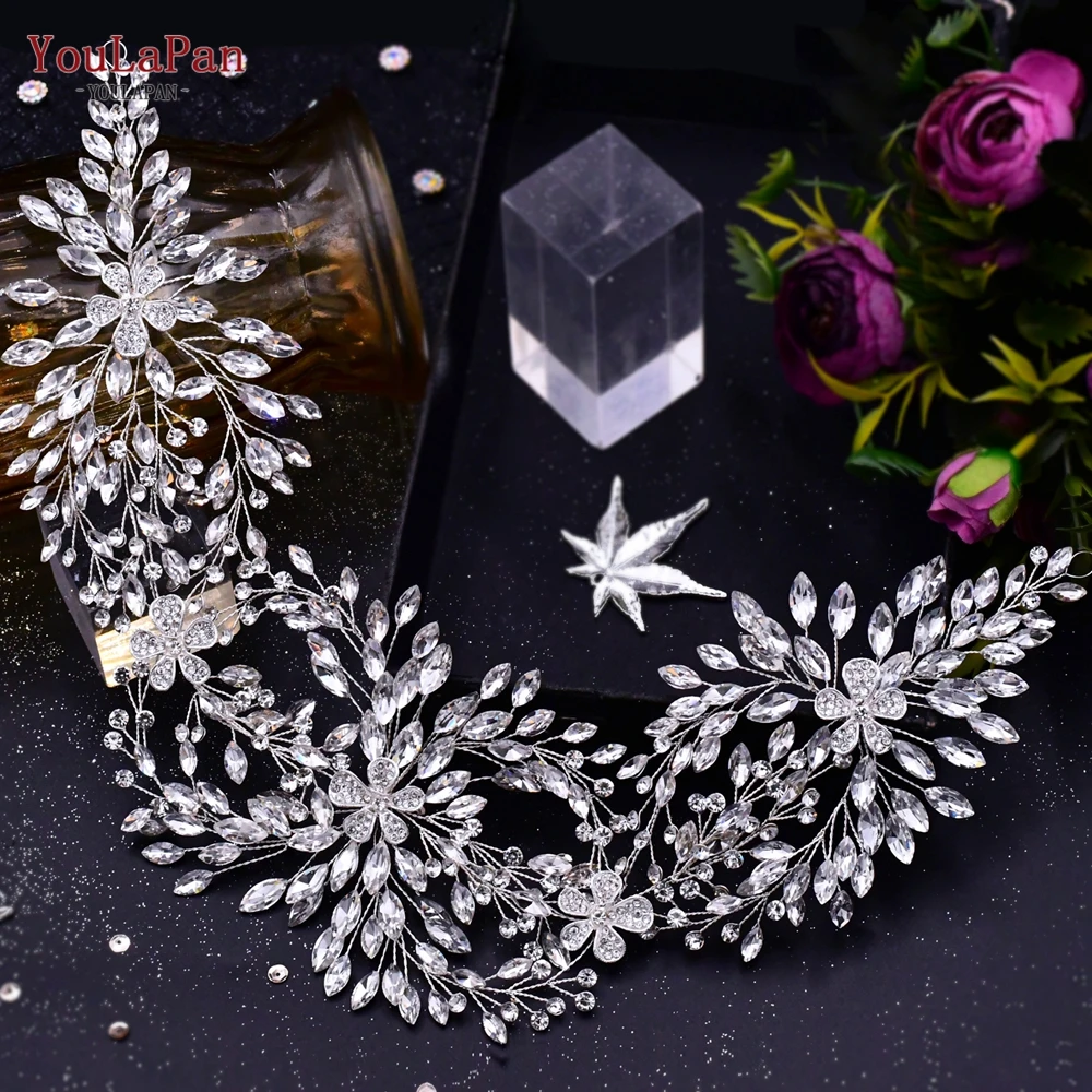 YouLaPan Cathedral Wedding Tiara Luxurious Rhinestone Headband Alloy Flower Headpiece Handmade Bridal Hair Accessories  HP390