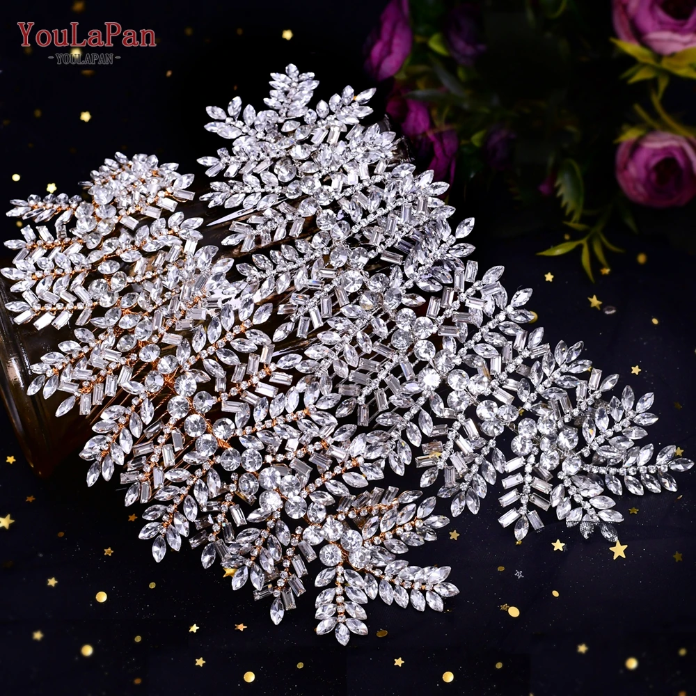 YouLaPan Cathedral Wedding Tiara Luxurious Rhinestone Headband Alloy Flower Headpiece Handmade Bridal Hair Accessories  HP390