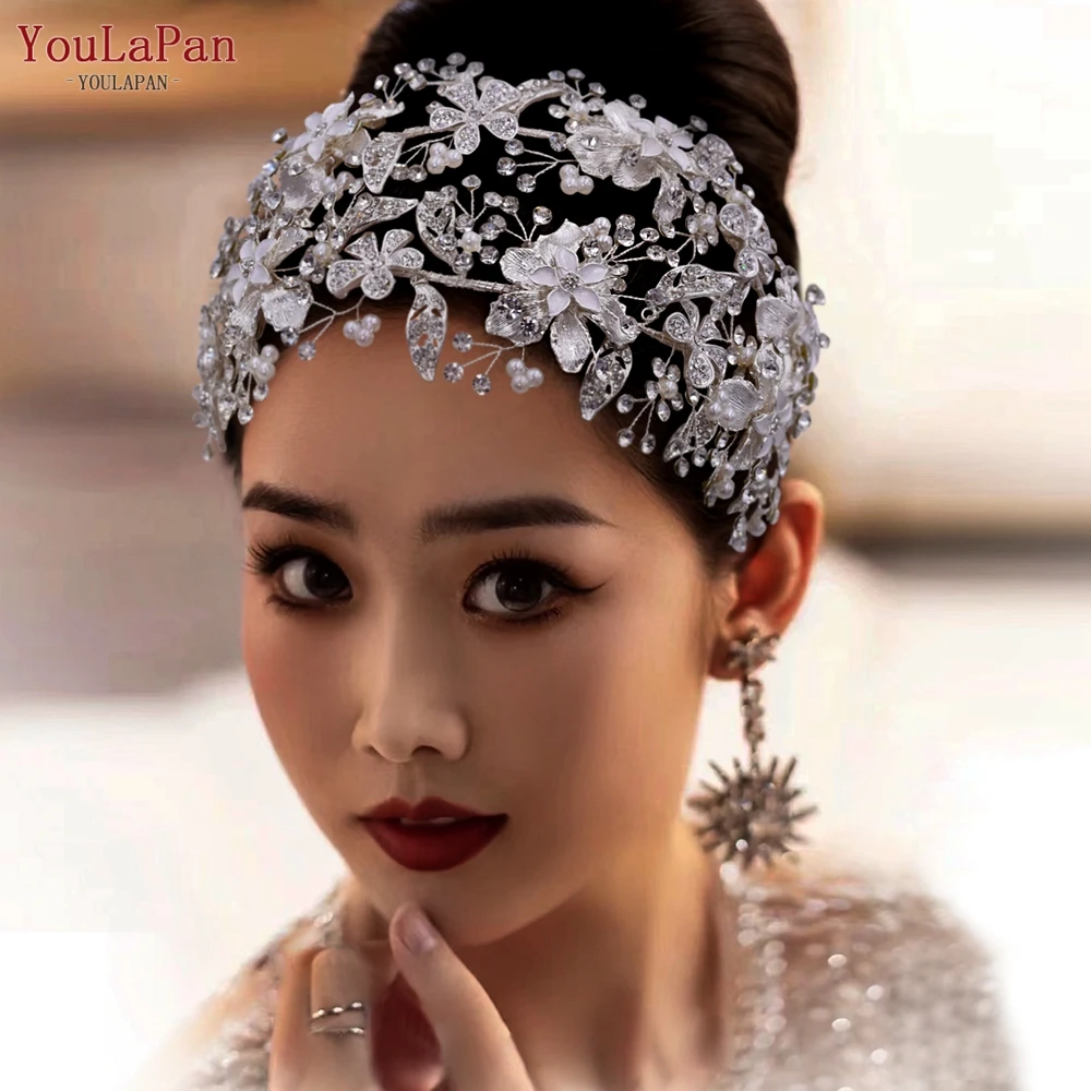 YouLaPan Cathedral Wedding Tiara Luxurious Rhinestone Headband Alloy Flower Headpiece Handmade Bridal Hair Accessories  HP390