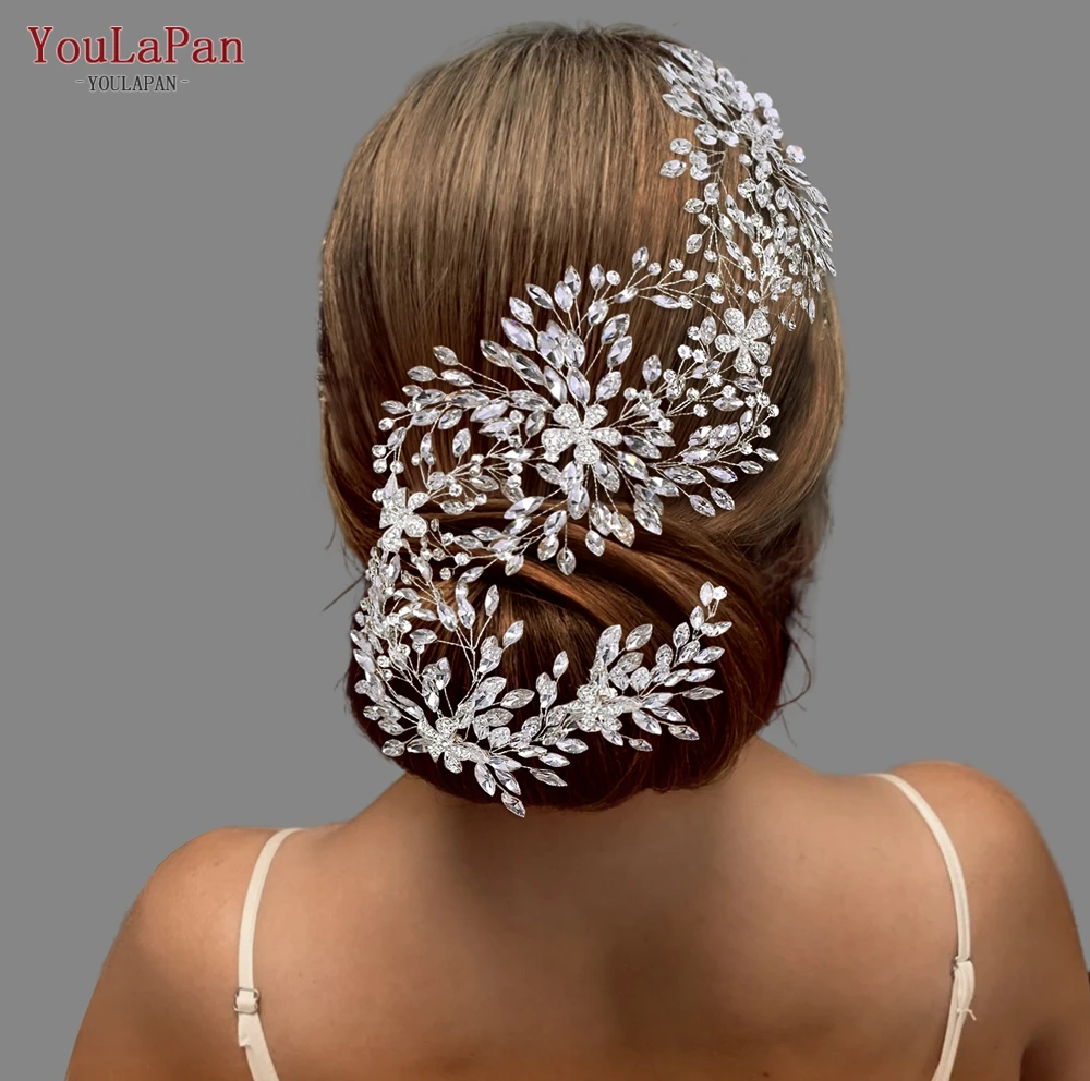 YouLaPan Cathedral Wedding Tiara Luxurious Rhinestone Headband Alloy Flower Headpiece Handmade Bridal Hair Accessories  HP390
