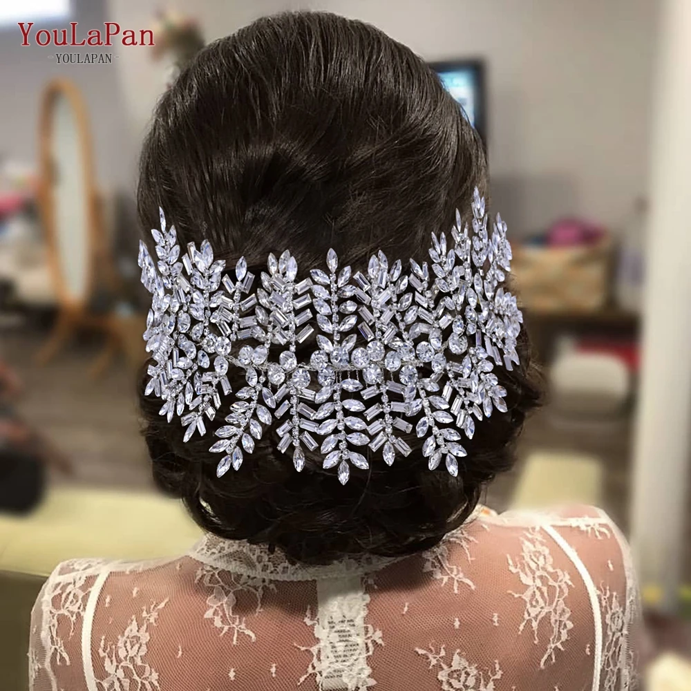 YouLaPan Cathedral Wedding Tiara Luxurious Rhinestone Headband Alloy Flower Headpiece Handmade Bridal Hair Accessories  HP390