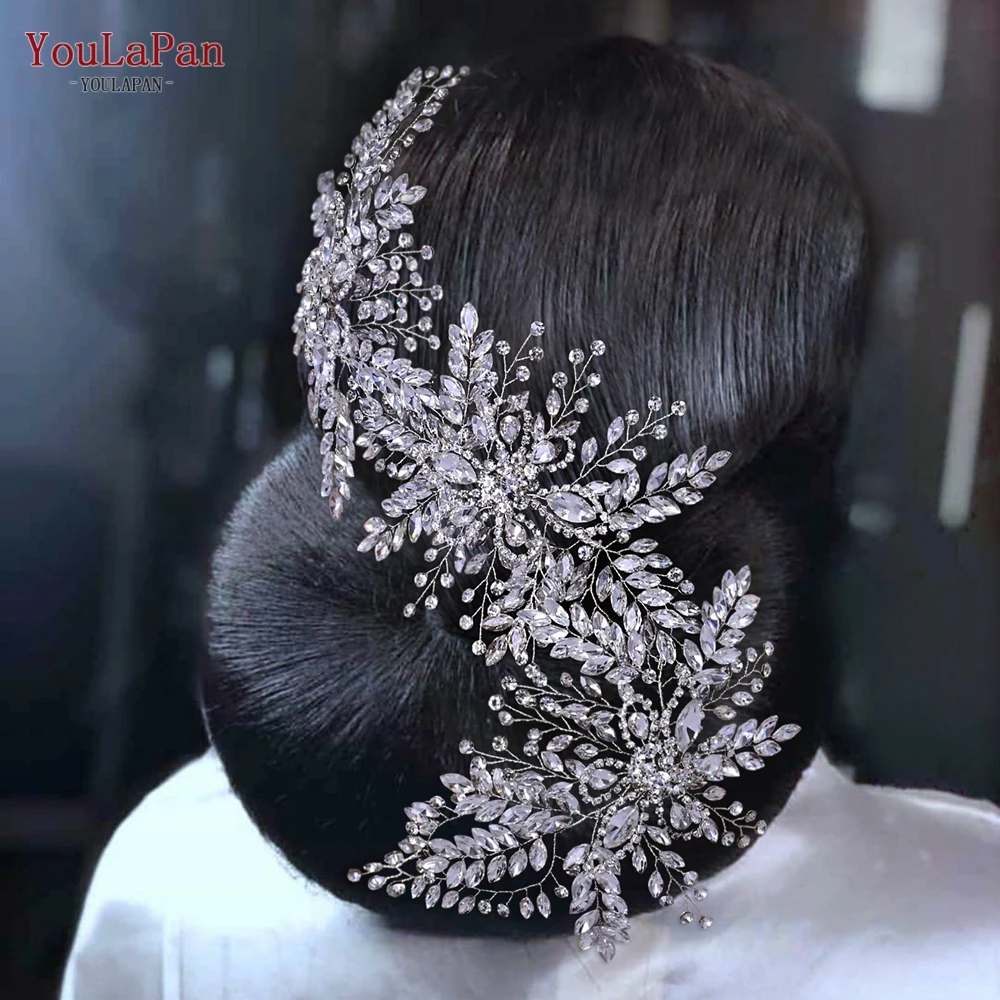 YouLaPan Cathedral Wedding Tiara Luxurious Rhinestone Headband Alloy Flower Headpiece Handmade Bridal Hair Accessories  HP390