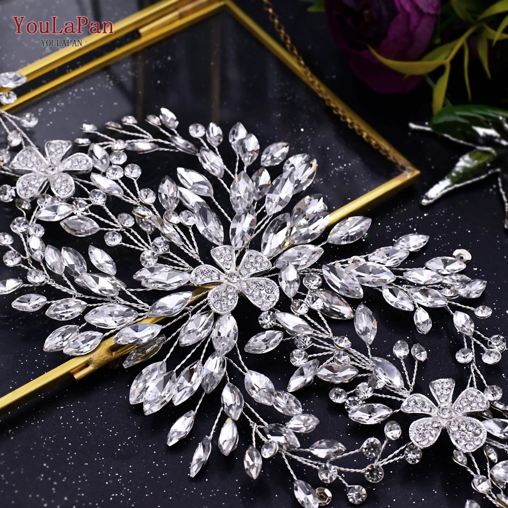 YouLaPan Cathedral Wedding Tiara Luxurious Rhinestone Headband Alloy Flower Headpiece Handmade Bridal Hair Accessories  HP390