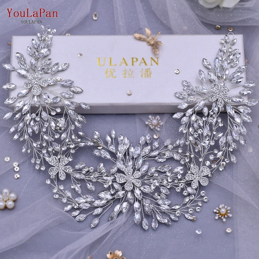 YouLaPan Cathedral Wedding Tiara Luxurious Rhinestone Headband Alloy Flower Headpiece Handmade Bridal Hair Accessories  HP390