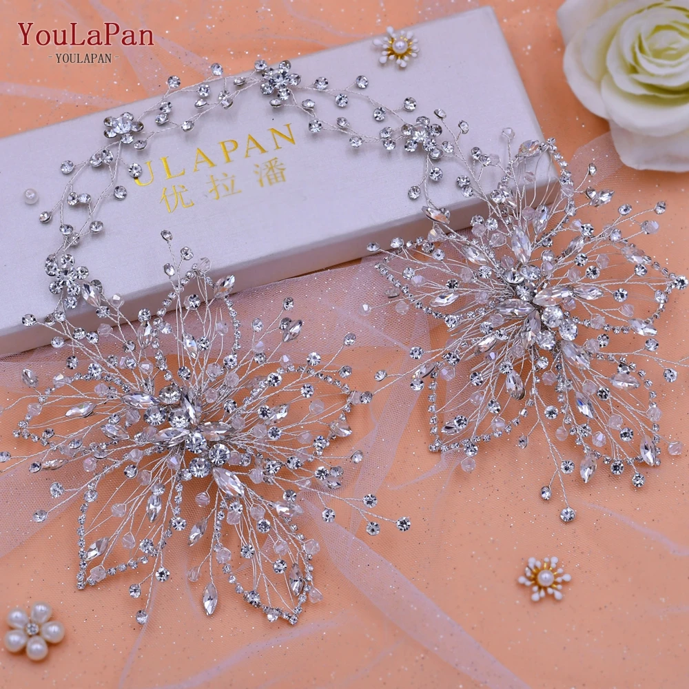 YouLaPan Cathedral Wedding Tiara Luxurious Rhinestone Headband Alloy Flower Headpiece Handmade Bridal Hair Accessories  HP390
