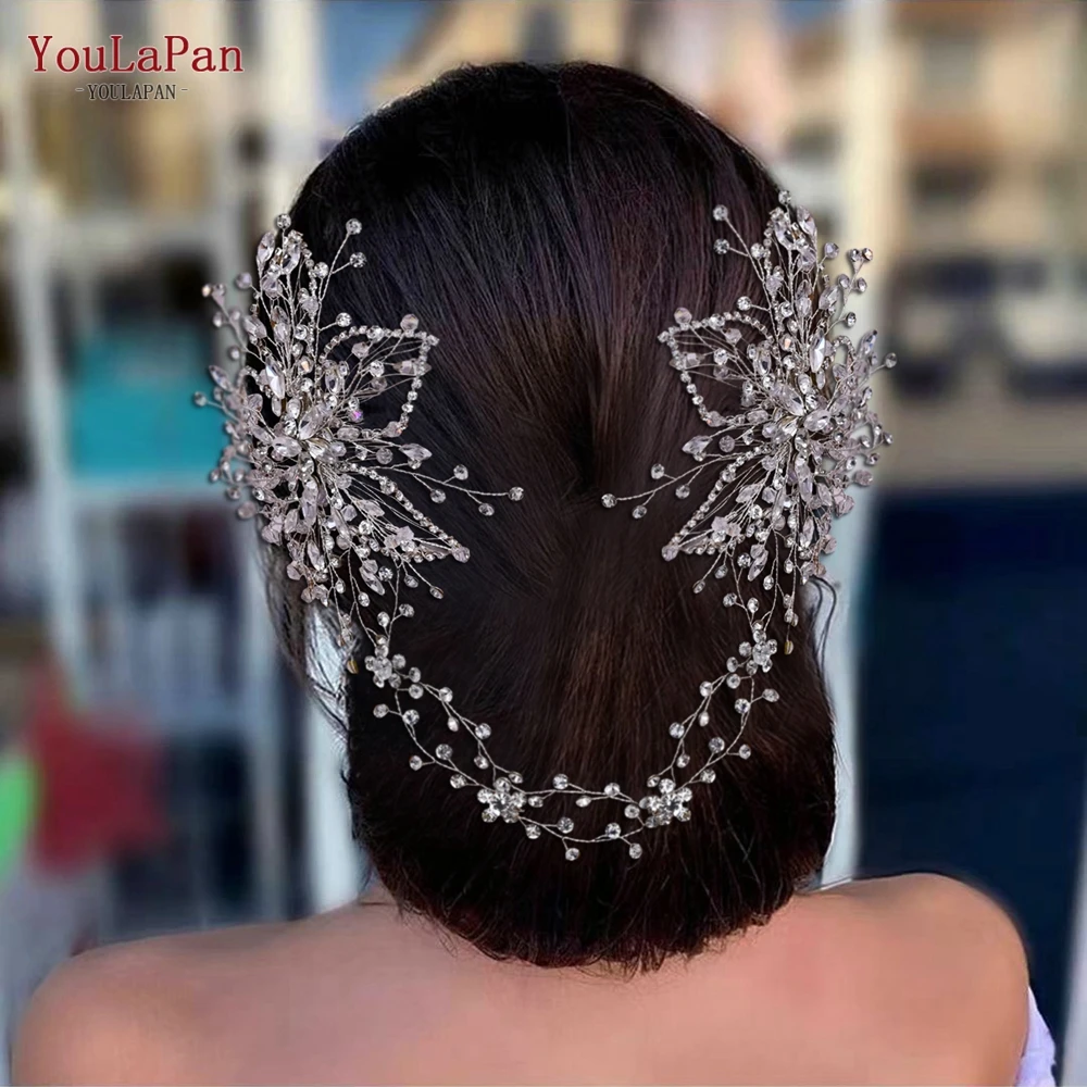 YouLaPan Cathedral Wedding Tiara Luxurious Rhinestone Headband Alloy Flower Headpiece Handmade Bridal Hair Accessories  HP390