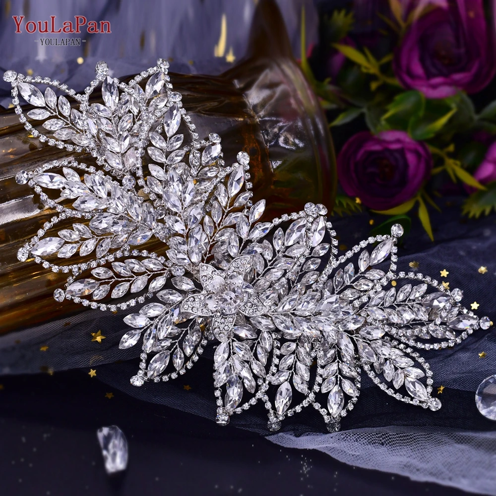 YouLaPan Cathedral Wedding Tiara Luxurious Rhinestone Headband Alloy Flower Headpiece Handmade Bridal Hair Accessories  HP390