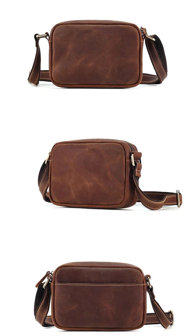 Crazy Horse Leather Messenger Bag Men's Leather Shoulder Bag For Mobile Phone Sling Bags For Men Woman Cross Body Bag