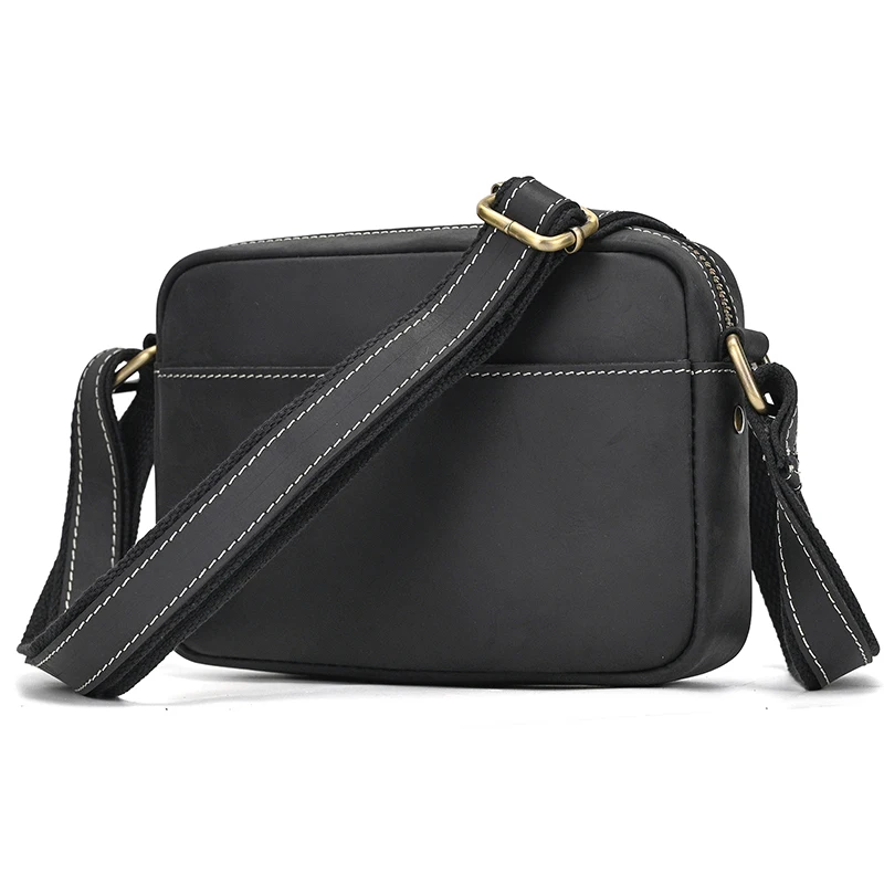 Crazy Horse Leather Messenger Bag Men's Leather Shoulder Bag For Mobile Phone Sling Bags For Men Woman Cross Body Bag