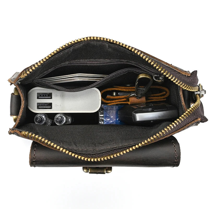 Crazy Horse Leather Messenger Bag Men's Leather Shoulder Bag For Mobile Phone Sling Bags For Men Woman Cross Body Bag