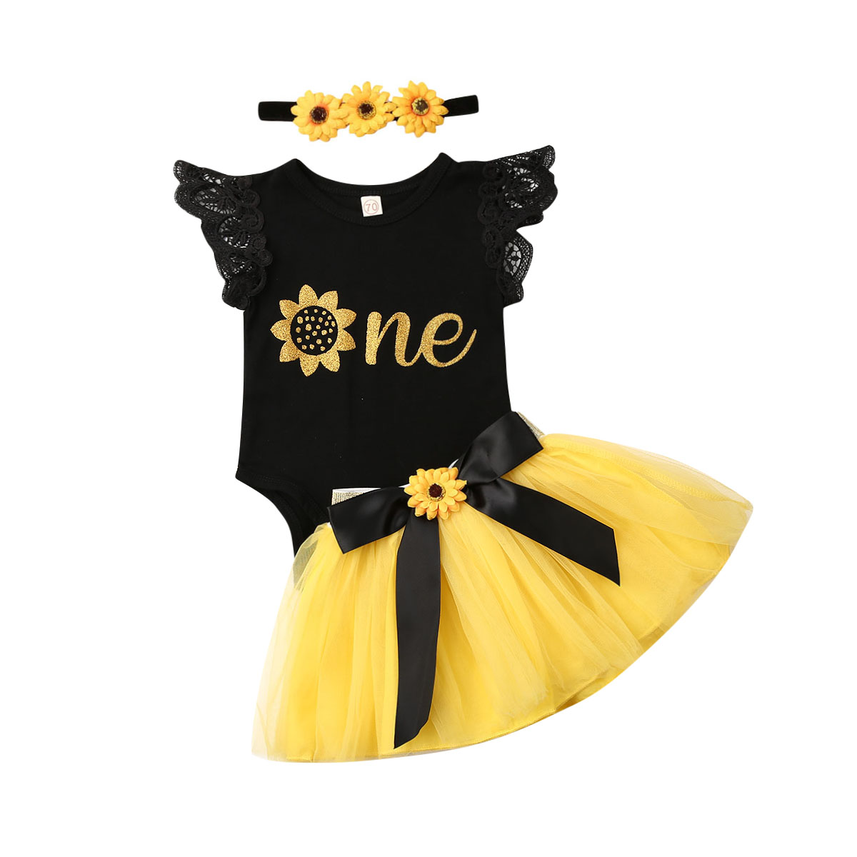 3Pcs Baby Girl Clothes Newborn Lace Ruffle Sleeveless Romper Tops Girls Mini Tulle Skirt Headband Outfits Set