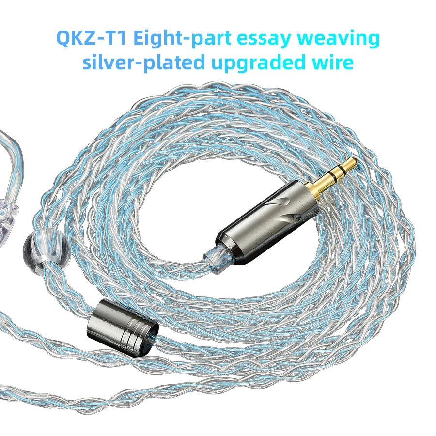 QKZ T1 Earphone Cable QDC Type Copper Silver-plated Upgrade Cable 3.5mm Wired Headphones For KZ ZSN PRO ZS10 pro EDX TRN CCA