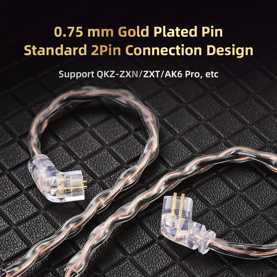 QKZ T1 Earphone Cable QDC Type Copper Silver-plated Upgrade Cable 3.5mm Wired Headphones For KZ ZSN PRO ZS10 pro EDX TRN CCA