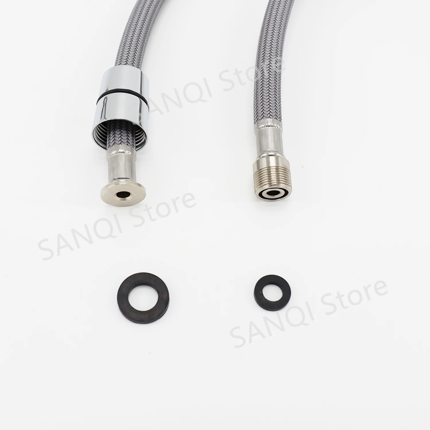 50cm/60cm/85cm F1/2 M15*1 Nylon Braided Flexible Water Hose For Kitchen Pull Out Faucet Hose Spinning Tube Black Gray Plumbing