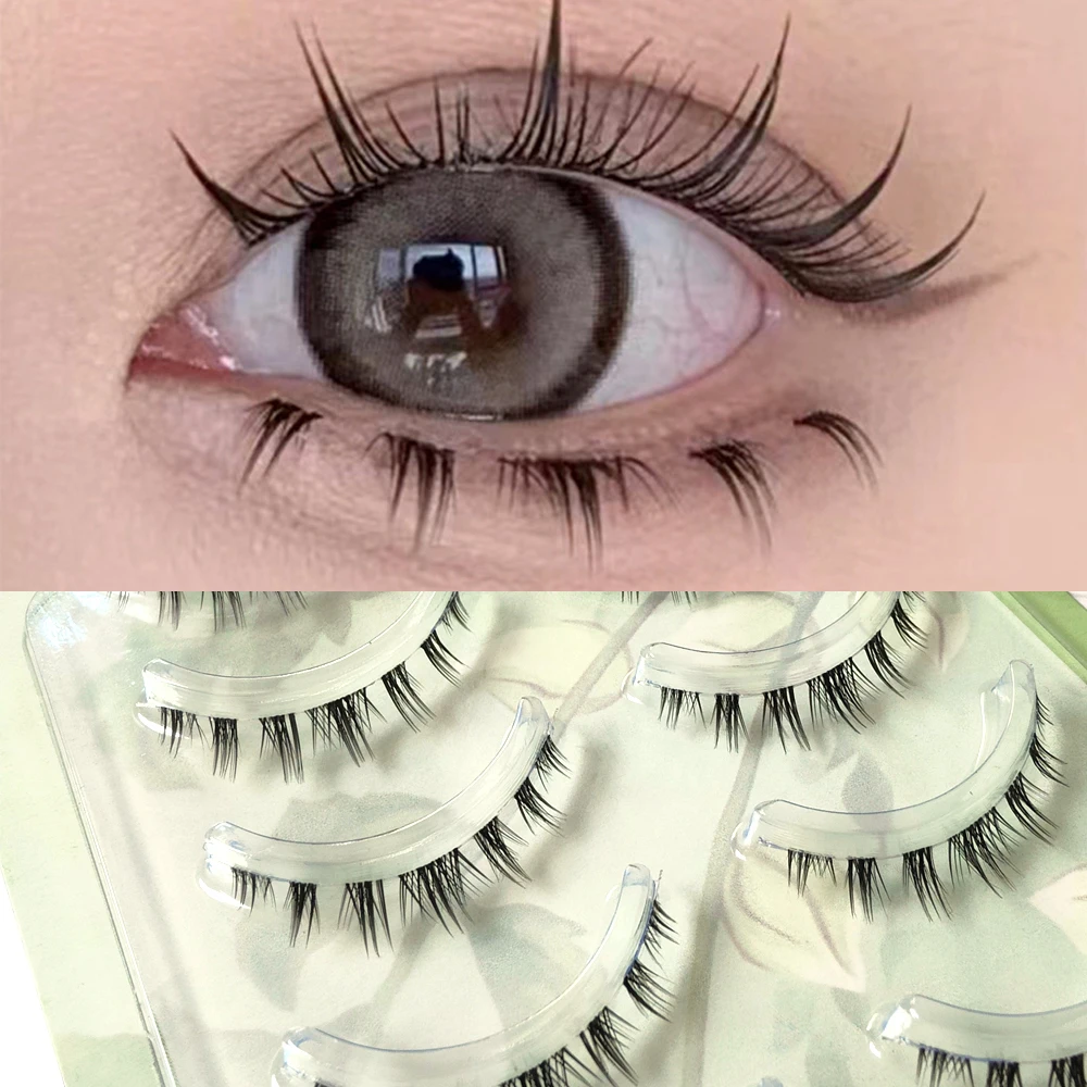 ICYCHEER Makeup Bottom Eyelashes Kit 5 Pairs 3D Natural Looking Under Eye Lashes Extension Lower Eyelash Cosplay