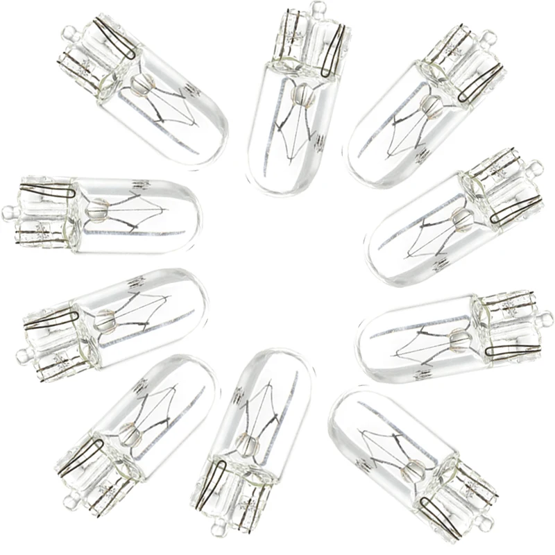 10 X White T10 W5W 501 194 Clear Signal Lamp Glass 12V 5W Warm White W2.1x9.5d Single Filament Car Bulb Auto Light