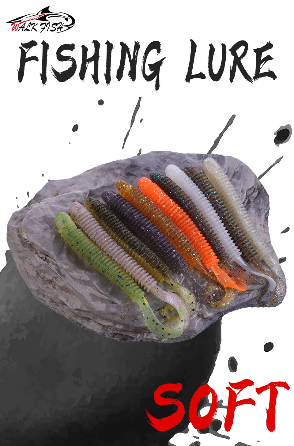 WALK FISH Fishing Wobblers Worm Jig Soft Lures 6cm 8cm 10cm Smell With Salt Silicone Artificial Bait Swimbaits Bass Tackle