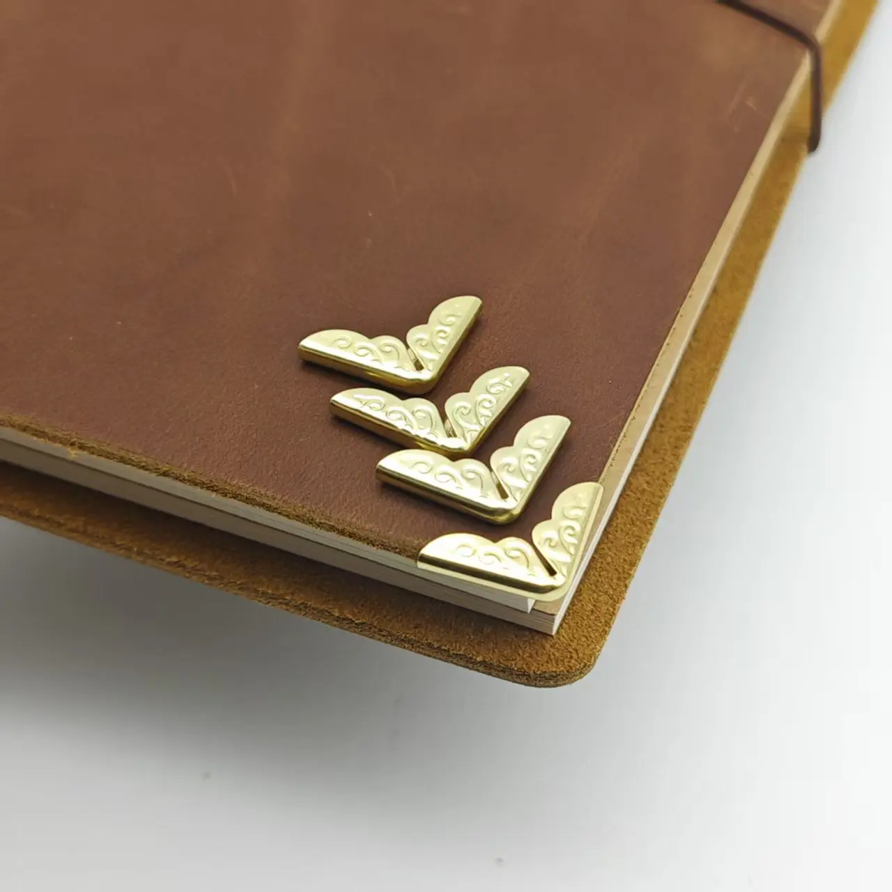 Notebook Metal-Edge Protection Bronze Decoration and TN Elastic Rubber Band for Protection Diary Accessories
