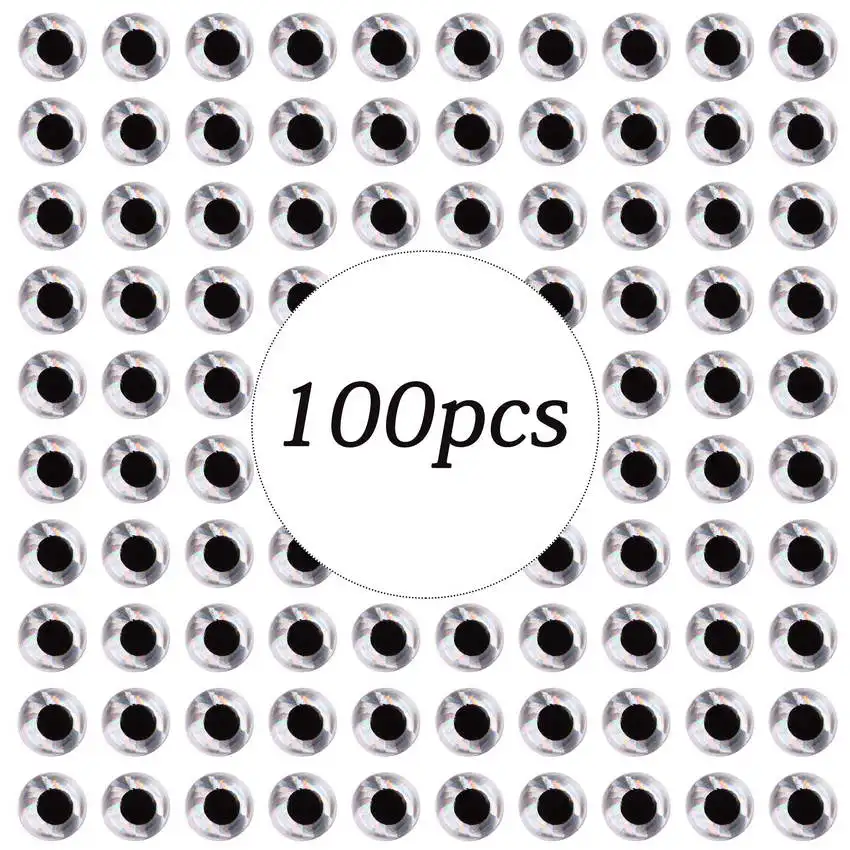 100pcs/lot Holographic 3D Fishing Lure Eyes 3/4/5/6/7/8/9 mm Artificial Lures Simulation Eyeball DIY For Fly Fishing Baits Eyes