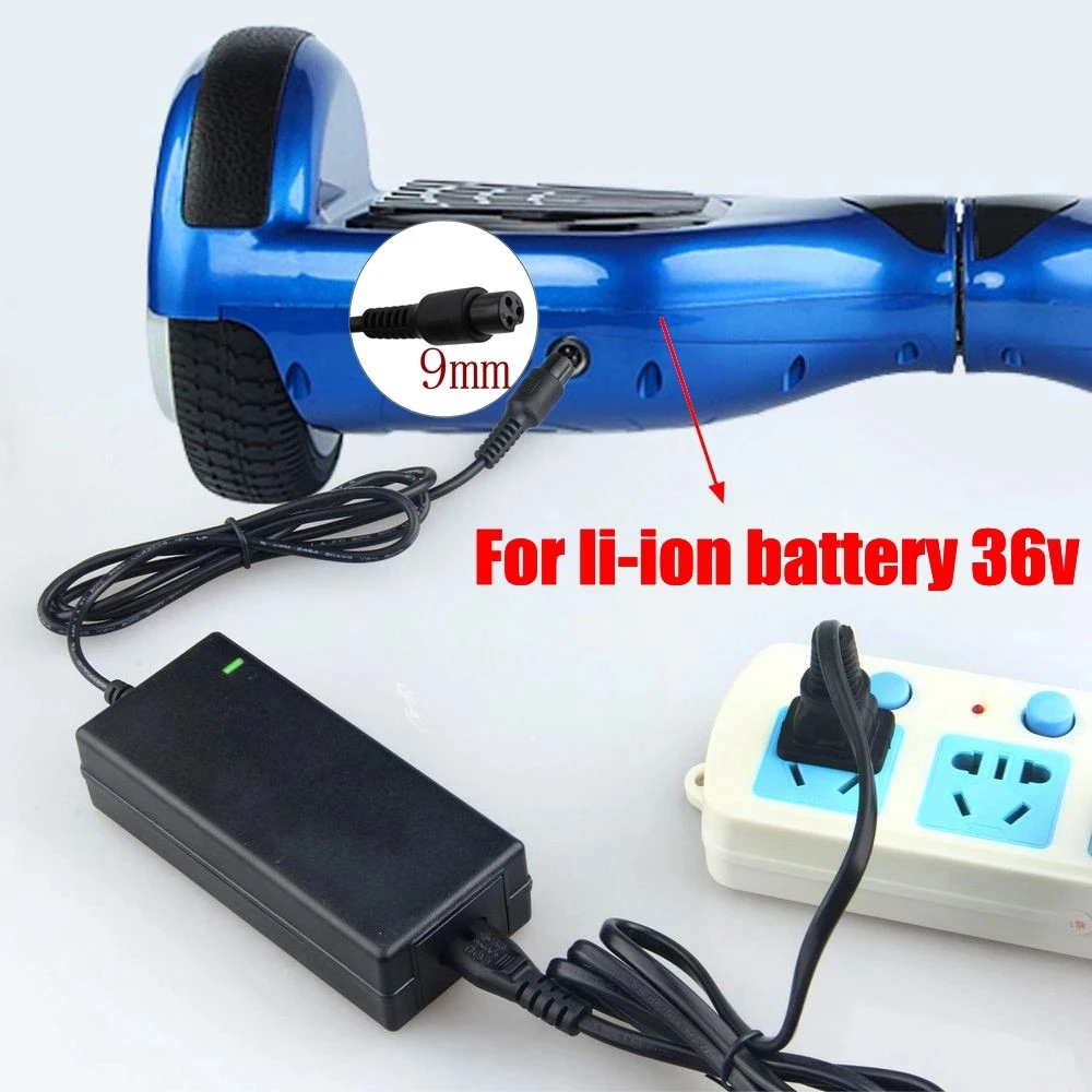 DC42V 2A Universal Lithium Battery Charger Output 9mm 3 Pins For 36V Hoverboard Self-Balancing 100-240V AC Charge EU US Plug