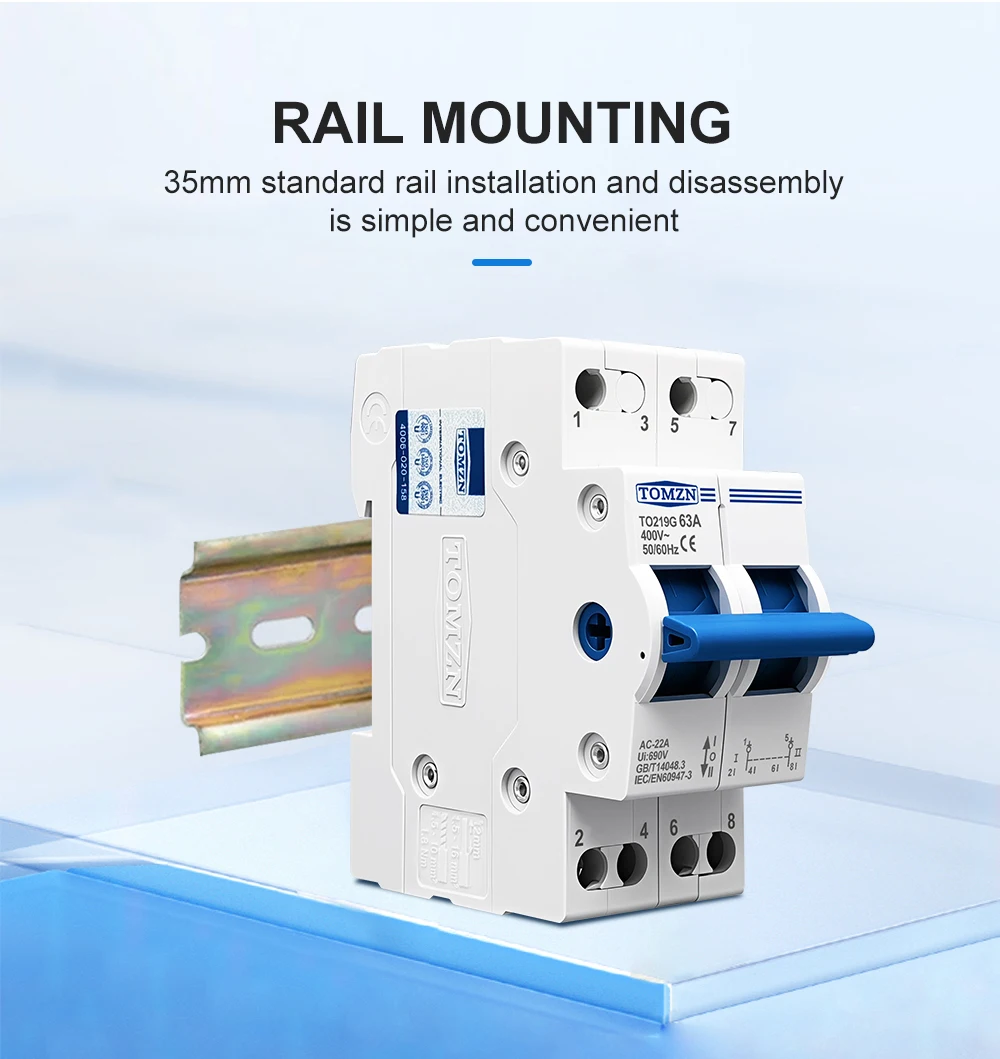 TOMZN 2P 63A MTS Dual Power Manual Transfer Isolating Switch Interlock Circuit Breaker