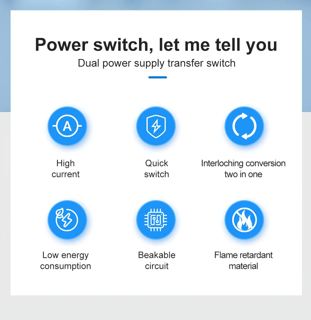 TOMZN 2P 63A MTS Dual Power Manual Transfer Isolating Switch Interlock Circuit Breaker