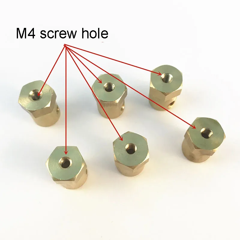 2/3/3.17/4/5/6/7/8mm Hexagonal Brass Shaft Coupling Motor Transmission Connector With Screws Wrench Model Car Wheels Tires Shaft