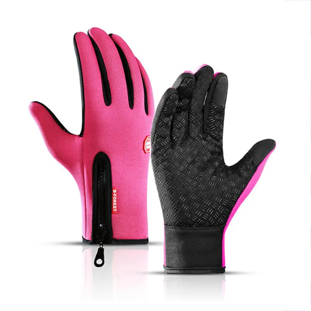 Warm Winter Gloves Men Women Touchscreen Water-repellent Gloves Snowboard Windproof Outdoor Cycling Driving Zipper Sport Glove