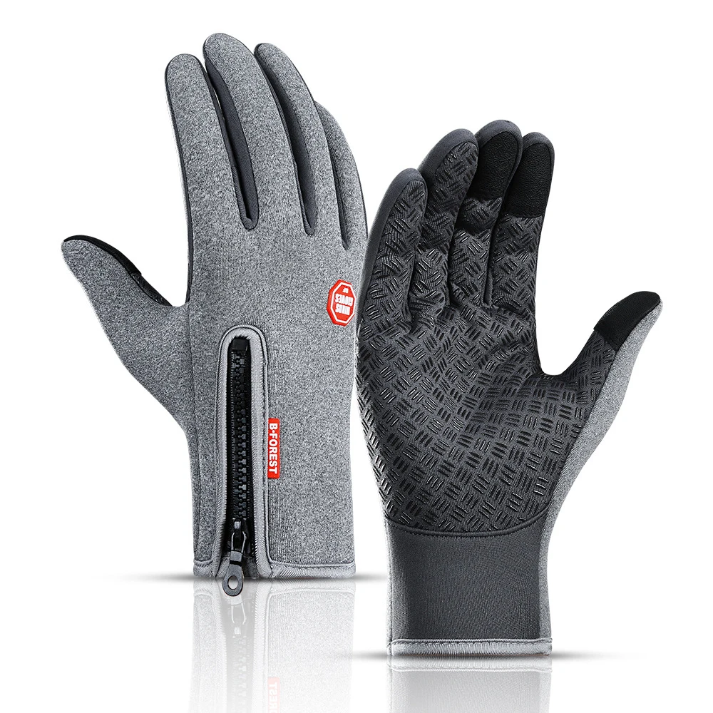 Warm Winter Gloves Men Women Touchscreen Water-repellent Gloves Snowboard Windproof Outdoor Cycling Driving Zipper Sport Glove