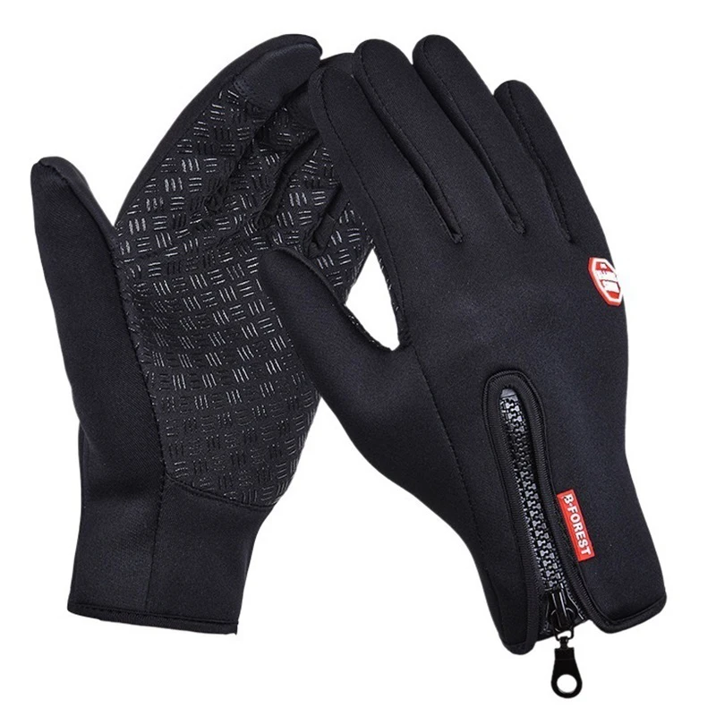 Warm Winter Gloves Men Women Touchscreen Water-repellent Gloves Snowboard Windproof Outdoor Cycling Driving Zipper Sport Glove