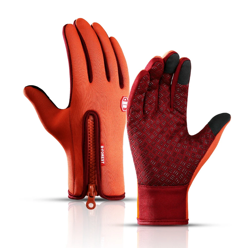 Warm Winter Gloves Men Women Touchscreen Water-repellent Gloves Snowboard Windproof Outdoor Cycling Driving Zipper Sport Glove