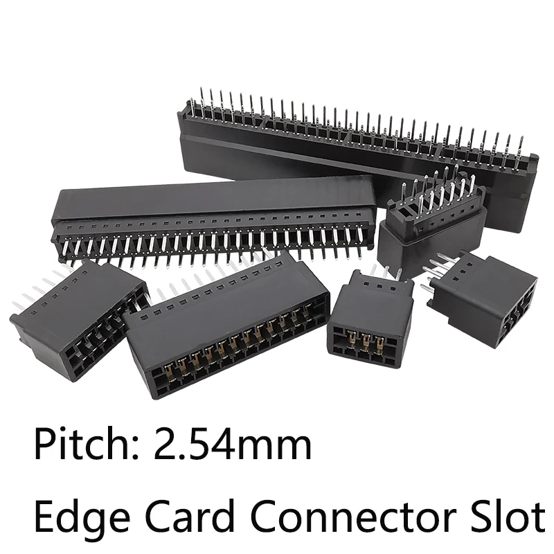 1/2/5Pcs 2.54mm Pitch 6P 8P 10P 12P 16P 20P 26P 30P 36P 40P-98 Pin Edge Card Connector Slot PCB Gold Finger Socket Through Holes