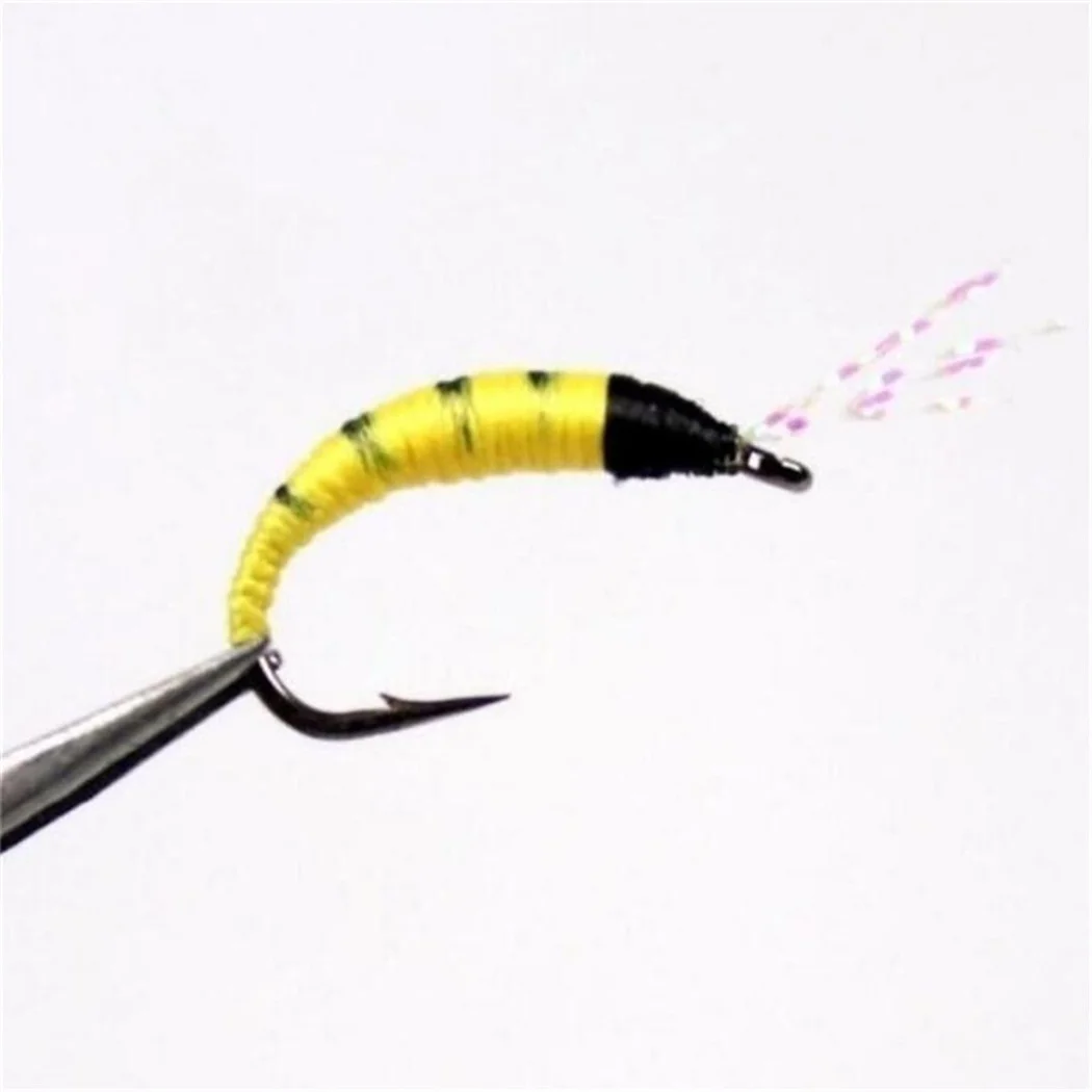 5Pieces Brass Beadhead Peacock Herl Buzzer Fly Ice Fishing Fly Lure Jig Nymph Larvea for Trout Perch Bluegill Fishing