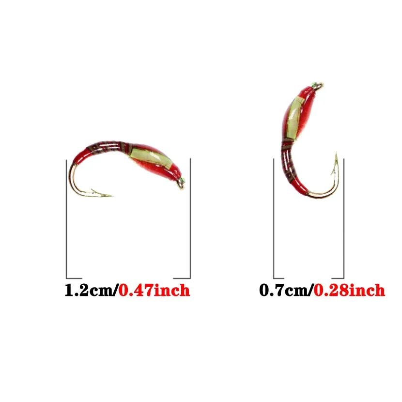 5Pieces Brass Beadhead Peacock Herl Buzzer Fly Ice Fishing Fly Lure Jig Nymph Larvea for Trout Perch Bluegill Fishing