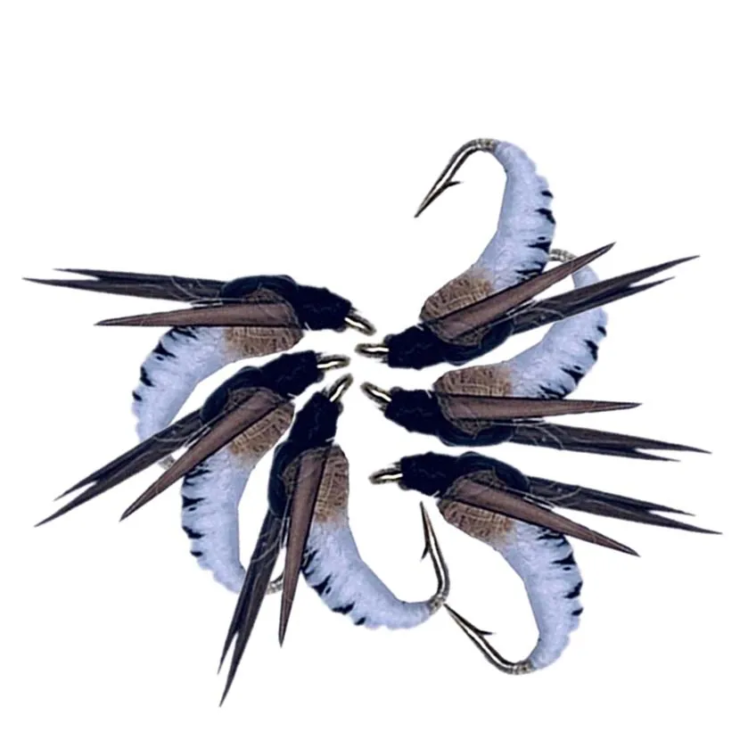 5Pieces Brass Beadhead Peacock Herl Buzzer Fly Ice Fishing Fly Lure Jig Nymph Larvea for Trout Perch Bluegill Fishing