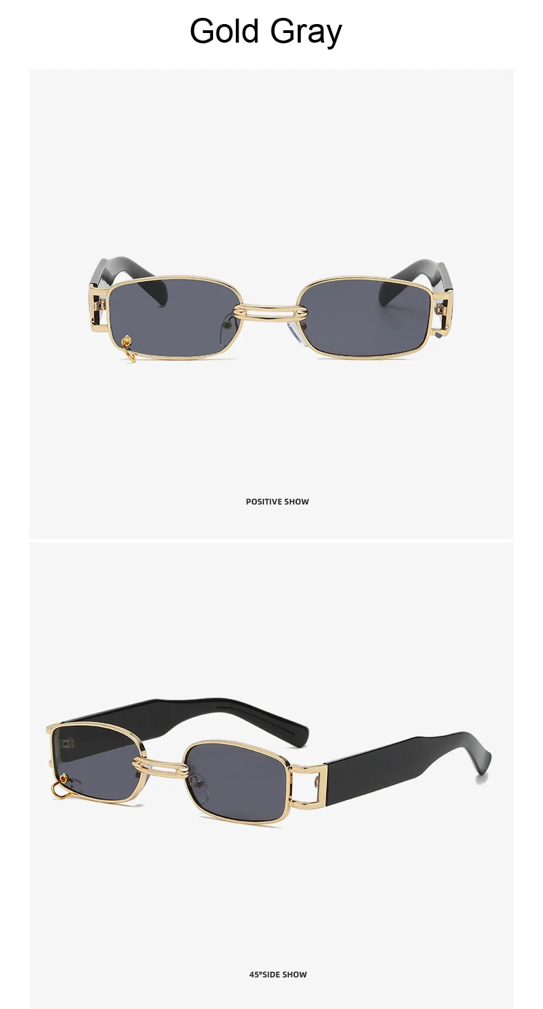 Fashion Punk Square Sunglasses Women Luxury Brand Small Frame Sun Glasses Female Rectangle Metal Mirror Oculos De Sol Feminino