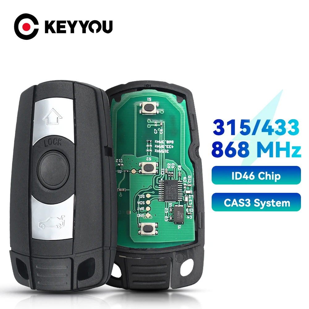 KEYYOU Remote Car Key 315MHz 433Mhz 868MHz Chip For BMW CAS3 1/3/5/7 Series X5 X6 E60 E61 E70 E71 E87 E90 Z4 KR55WK491