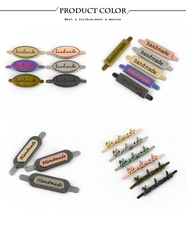 10Pcs Deepeel 35/40mm Handmade Metal Bag Label Handcraft Decorative Tags for Purse Buckles DIY Hardware Sewing Bags Accessories
