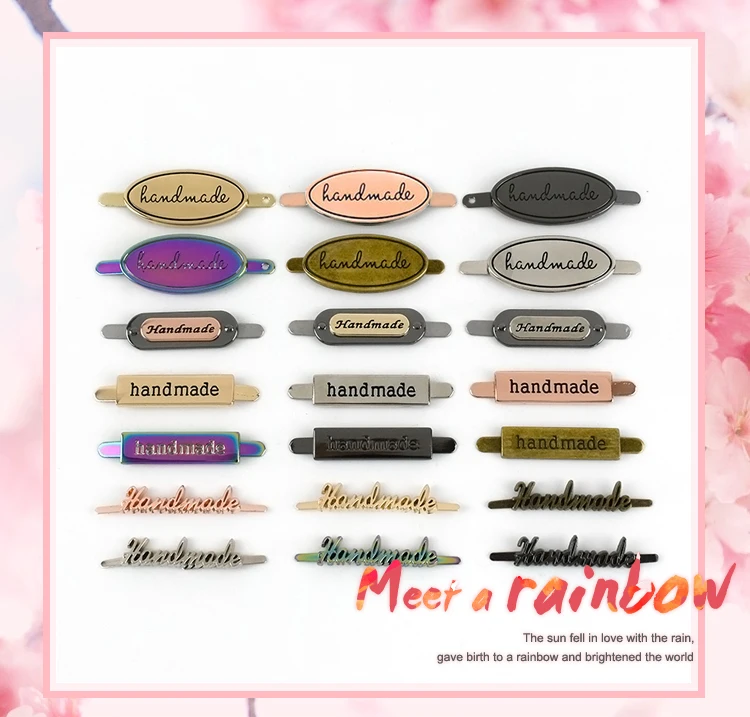 10Pcs Deepeel 35/40mm Handmade Metal Bag Label Handcraft Decorative Tags for Purse Buckles DIY Hardware Sewing Bags Accessories