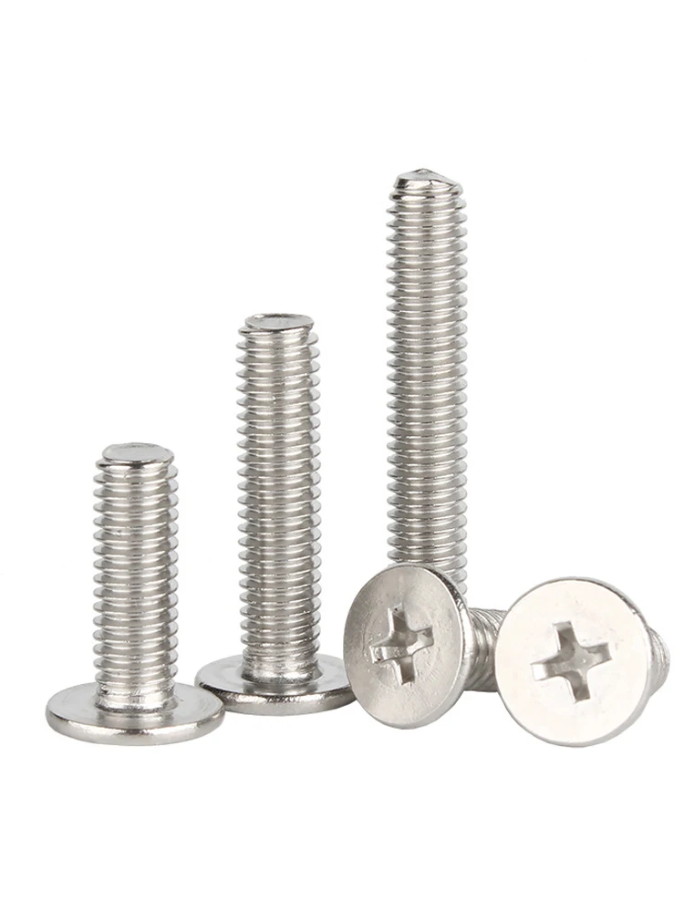 10pcs/lot Stainless Steel Cross Phillips CM Ultra Thin Super Low Flat Wafer Head Screw Bolt M1.4 M1.6 M2 M2.5 M3 M4 M5 M6 M8