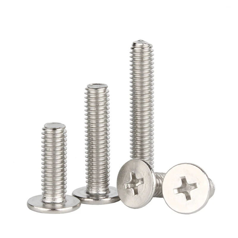 10pcs/lot Stainless Steel Cross Phillips CM Ultra Thin Super Low Flat Wafer Head Screw Bolt M1.4 M1.6 M2 M2.5 M3 M4 M5 M6 M8