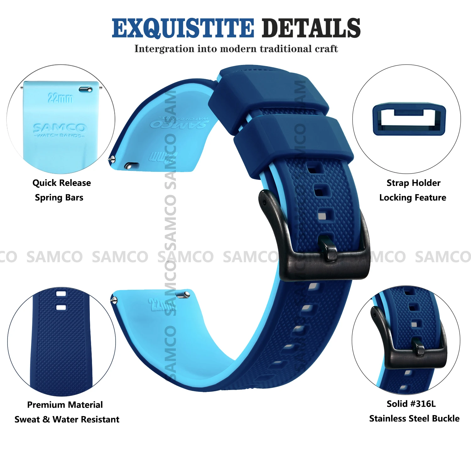 Premium Silicone Watch Band Quick Release Rubber Watch Strap 18mm 20mm 22mm Watch Strap Watch Replacement Watchband