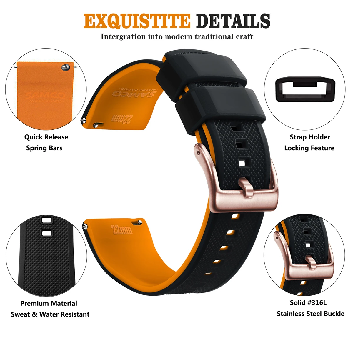 Premium Silicone Watch Band Quick Release Rubber Watch Strap 18mm 20mm 22mm Watch Strap Watch Replacement Watchband
