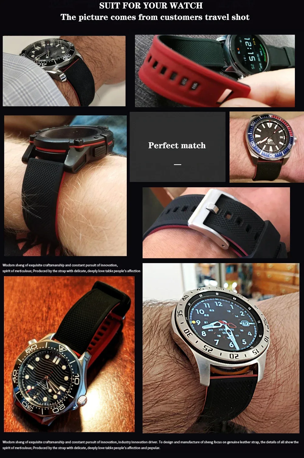 Premium Silicone Watch Band Quick Release Rubber Watch Strap 18mm 20mm 22mm Watch Strap Watch Replacement Watchband