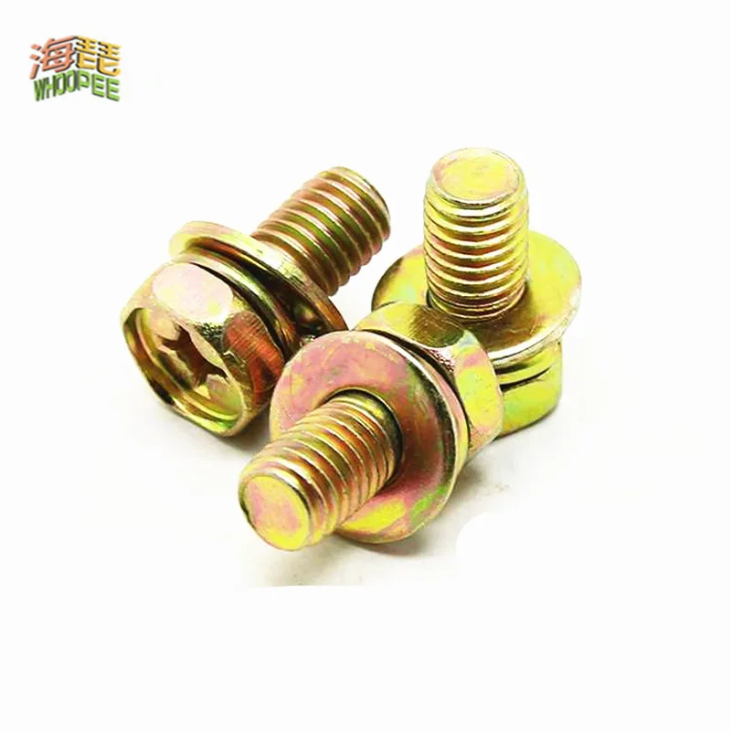5/50pc M3 M4 M5 M6 M8 Stainless Steel Cross Phillips External Hex Hexagon Head SEM Screw Flat Washer Spring Gasket Assemble Bolt