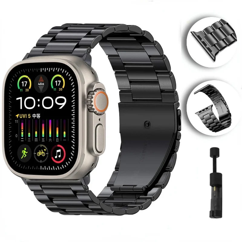 Metal Strap for Apple Watch 12 11 10 46mm 42mm Ultra 4/3/2 49mm Stainless Steel Wristband for IWatch 9 8 7 6 5 SE 45mm 41mm 44mm