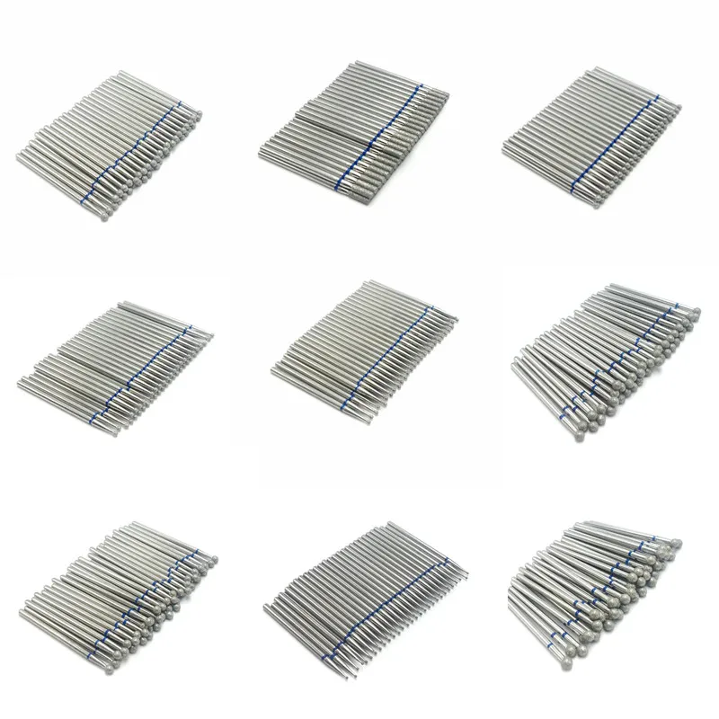 50 Pcs/Set Drill Bit Set for Nails Cutter Dental Diamond Grinding Polish Burs Dental Lab Polisher 2.35mm Shank Nail Tools