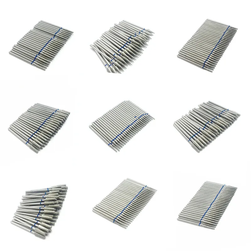 50 Pcs/Set Drill Bit Set for Nails Cutter Dental Diamond Grinding Polish Burs Dental Lab Polisher 2.35mm Shank Nail Tools