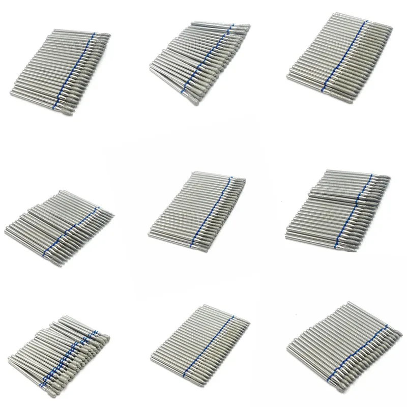 50 Pcs/Set Drill Bit Set for Nails Cutter Dental Diamond Grinding Polish Burs Dental Lab Polisher 2.35mm Shank Nail Tools
